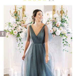 Beautiful Eucalyptus Tulle Bridesmaid Dress (two)